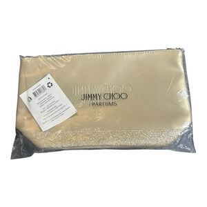 JIMMY CHOO PARFUMS TOILETRY GOLD MAKEUP POUCH CARRYING CASE NEW